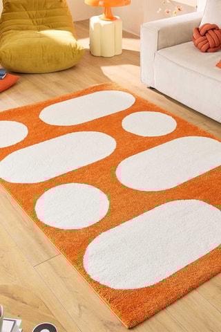 Tapis Groovy - Orange et écru