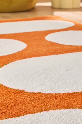 Tapis Groovy - Orange et écru