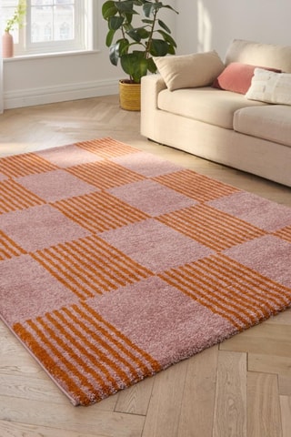 Tapis Groovy - Rose et rouge