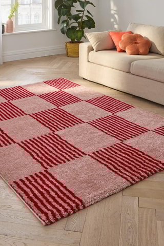 Tapis Groovy - Rose et rouge