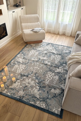 Tapis Garden - Gris et bleu