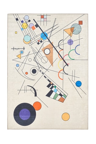 Tapis Stampa - Beige et bleu