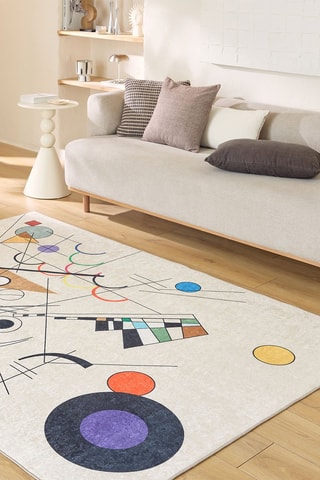 Tapis Stampa - Beige et bleu