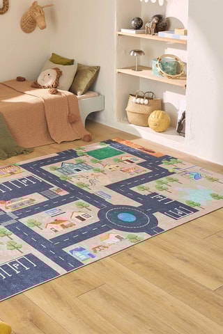 Tapis Happy - Beige et bleu