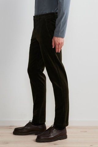 Pantaloni chino in velluto Karl - Verde scuro