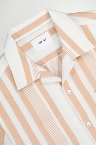 Camicia in cotone bio Julio - Marrone e bianco