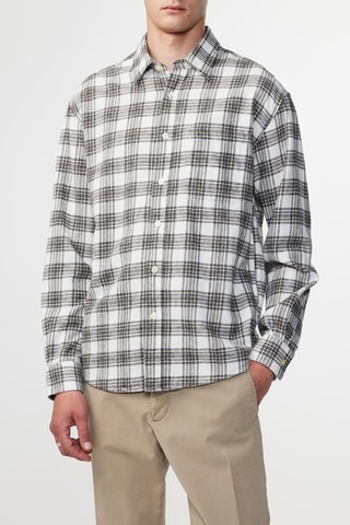 Camicia in cotone bio Deon - Bianco e grigio scuro