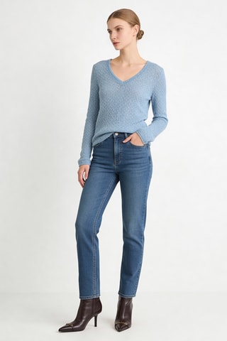 Pull en alpaga et laine Saralie - Bleu clair chiné