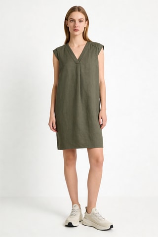 Robe droite en lin Pamela - Kaki