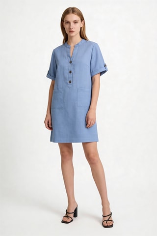 Robe droite en lin Roude - Bleu-gris