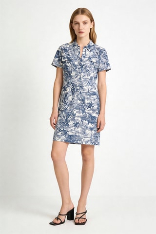 Robe droite Laureen - Blanc et bleu foncé