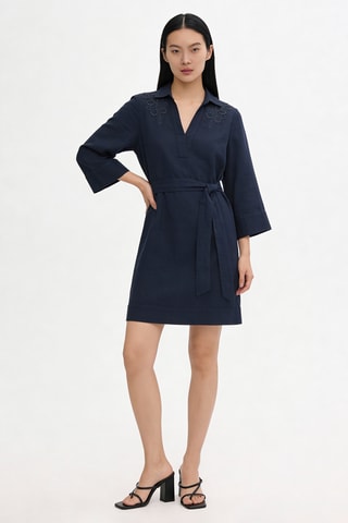 Robe droite en lin Vanina - Bleu marine
