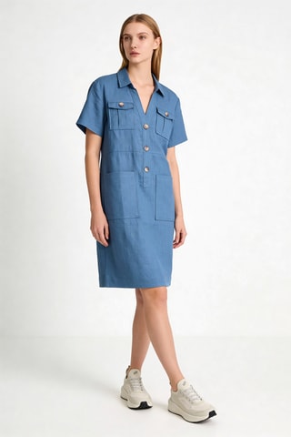 Robe droite en lin Laure - Bleu