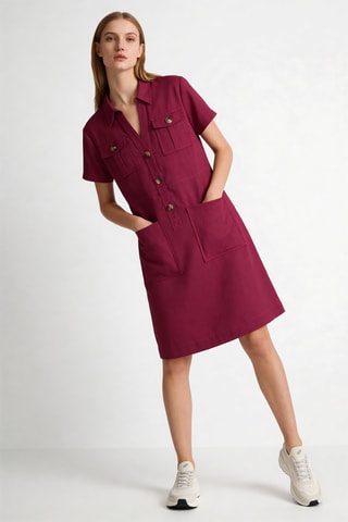 Robe droite en lin Laure - Bordeaux