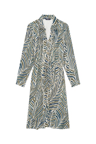 Robe chemise Rumilia - Ecru et bleu pétrole