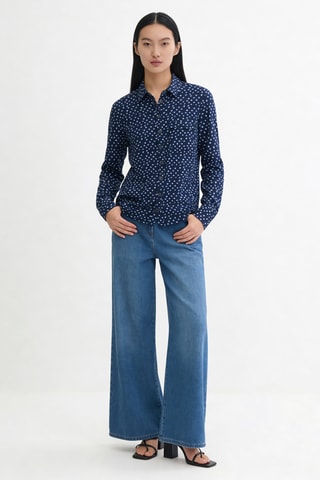 Chemisier droit Alba - Bleu marine et blanc