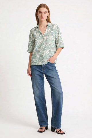 Chemisier droit en lin Evelina - Vert clair