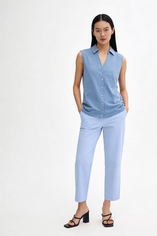 Chemisier droit en lin Ester - Bleu-gris