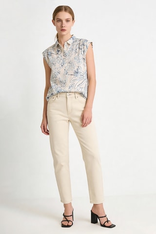 Chemisier Elora - Blanc et bleu marine