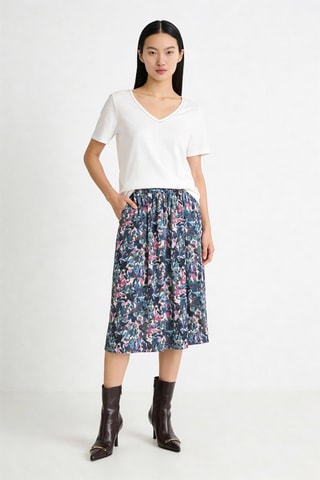 Jupe midi taille haute Jolina - Kaki et bleu marine