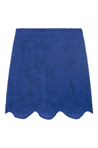 Jupe droite en dentelle Calvie - Bleu roi
