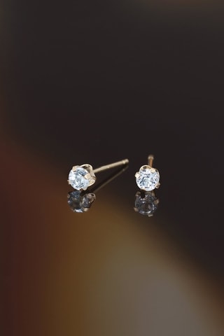 Puces Topaze bleue - Or jaune et topaze