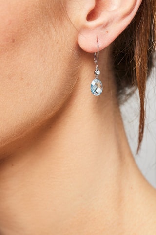 Boucles d'oreilles Olivia - Or blanc, diamant et topazes