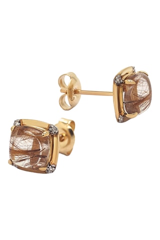 Puces Belo - Or jaune, diamants et quartz rutiles