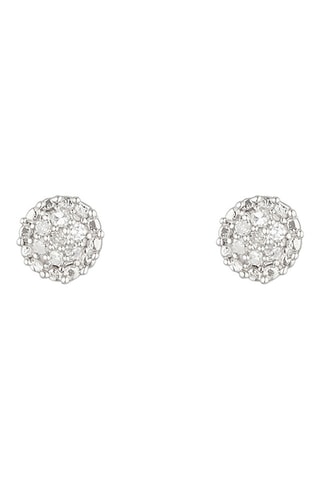Puces Round Stud - Or blanc et diamants