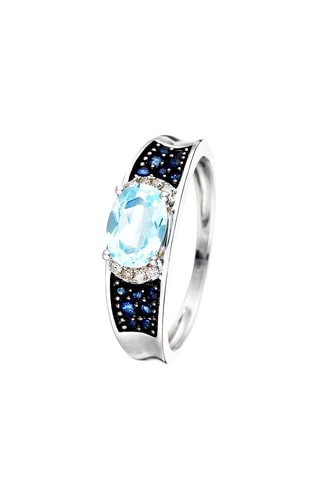 Bague Azur - Or blanc, saphirs, topaze et diamants