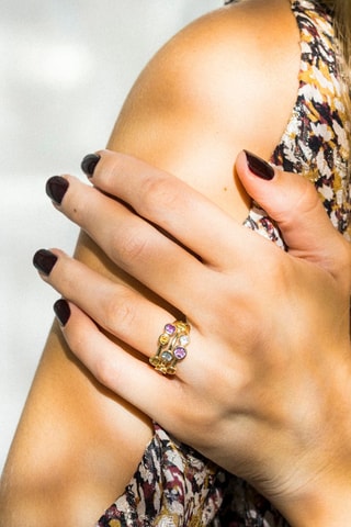 Bague Kamina - Or jaune, améthystes, topazes,  citrines et péridots