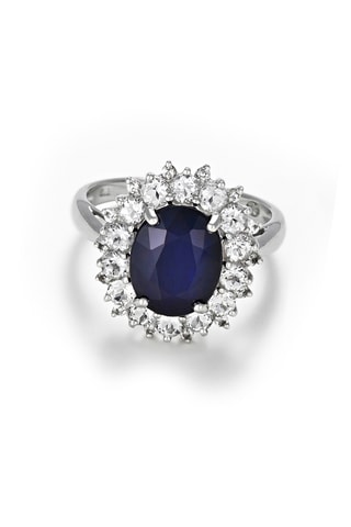 Bague Soleil Bleu - Or blanc, topazes et saphir