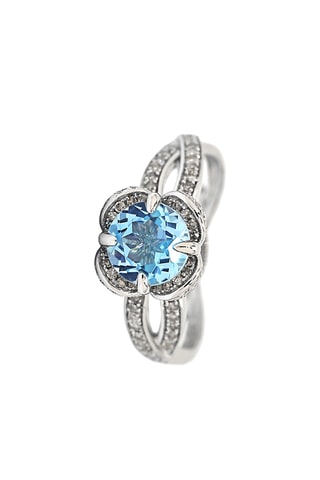 Bague Fleur de Moi - Or blanc, topaze et diamants