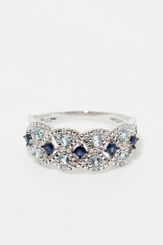 Bague Astéria - Or blanc, saphirs et topazes