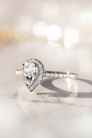 Bague Pescara - Or blanc, diamants et topaze