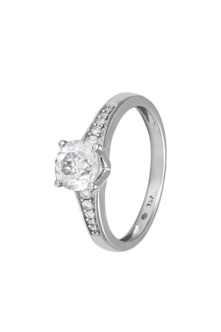 Solitaire Sirana Or blanc, diamants et topaze