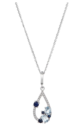 Pendentif Saphir Elixir - Or blanc, diamants, topazes et saphirs