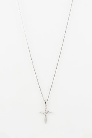 Pendentif Ma croix torsadée - 
Or blanc et diamants