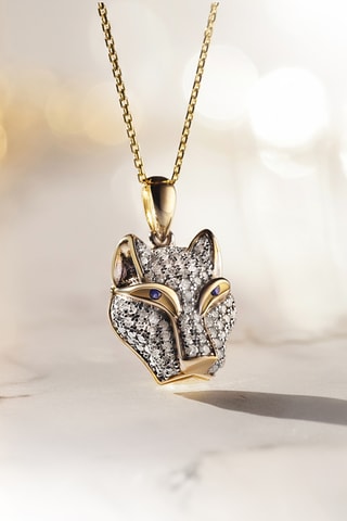 Pendentif Panthère -  Or jaune, diamants et saphirs