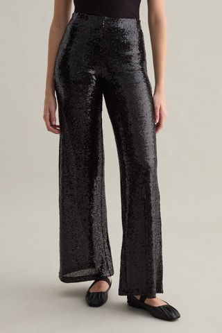 Pantalón wide leg de tiro alto - Negro