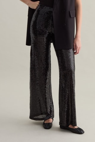 Pantalón wide leg de tiro alto - Negro