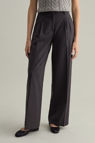 Pantalón wide leg de tiro alto - Gris oscuro