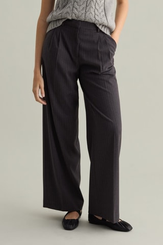 Pantalón wide leg de tiro alto - Gris oscuro
