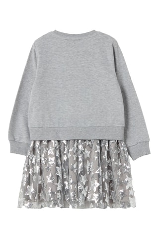 Vestido efecto doble prenda Elsa Frozen Disney - Gris claro jaspeado