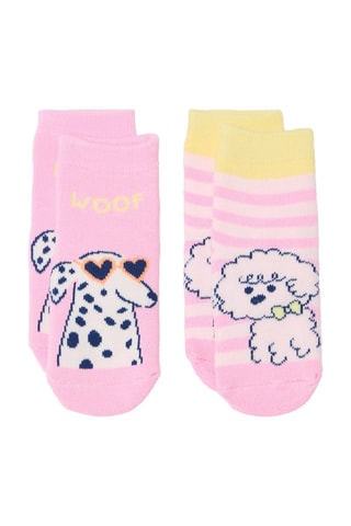 2 pares de calcetines antideslizantes de algodón orgánico - Rosa