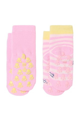 2 pares de calcetines antideslizantes de algodón orgánico - Rosa