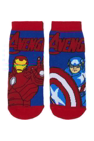 Calcetines antideslizantes de algodón orgánico Capitán América y Iron Man Los Vengadores Marvel - Rojo