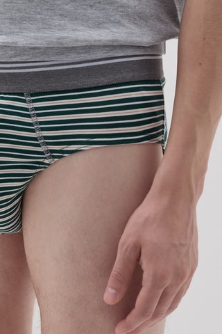 3 slips de algodón orgánico - Gris jaspeado y verde oscuro