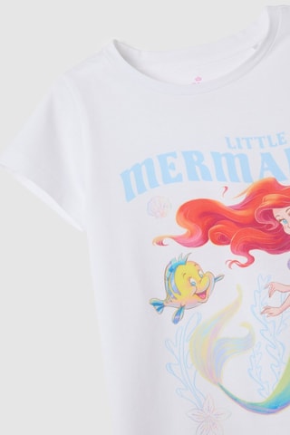 Pijama de algodón orgánico Ariel La Sirenita Disney - Blanco y celeste
