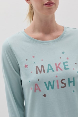 Pijama de algodón orgánico - Gris claro jaspeado y verde agua